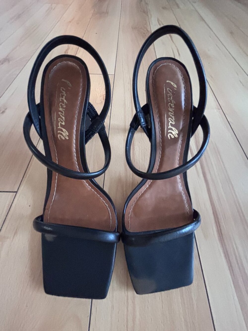 Black strappy heels